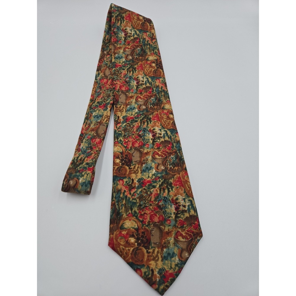 Vitnage Ermenegildo Zegna Men's‎ rustic harvest Autumn Countryside 100% Silk Tie